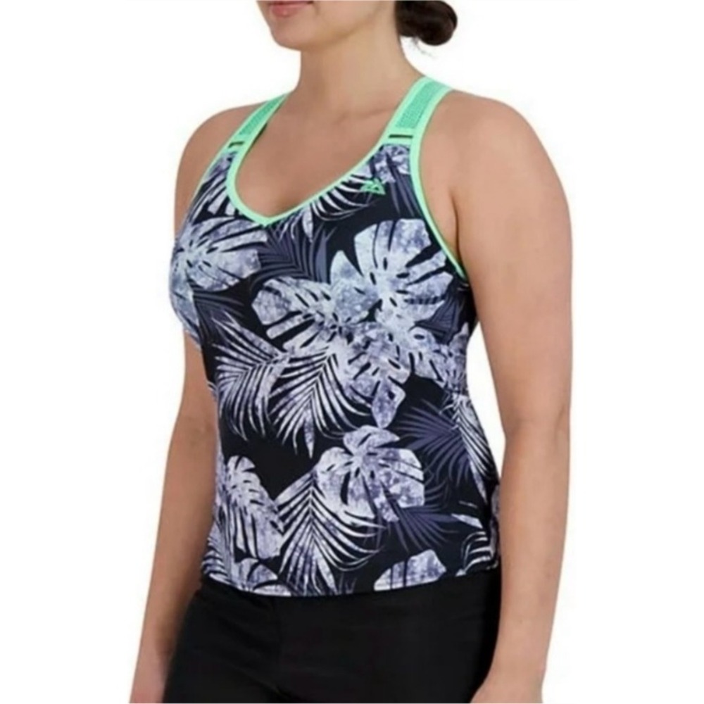 ZeroXposur Tankini Swimsuit Top Tropical Print Racerback Swim Top Size S NWT $94